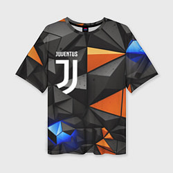 Женская футболка оверсайз Juventus orange black style