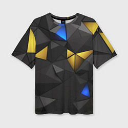 Женская футболка оверсайз Black yellow geometry