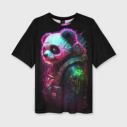 Женская футболка оверсайз Cyberpunk panda