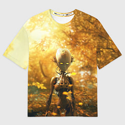 Футболка оверсайз женская Андроид в осеннем лесу, цвет: 3D-принт
