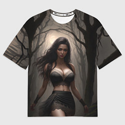 Футболка оверсайз женская Девушка в черном белье, цвет: 3D-принт