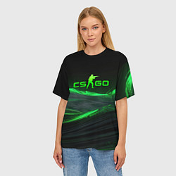Футболка оверсайз женская CSGO neon green logo, цвет: 3D-принт — фото 2