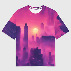 Футболка оверсайз женская Розовый город Retrowaves, цвет: 3D-принт