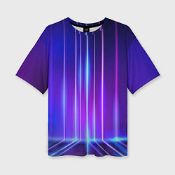 Футболка оверсайз женская Neon glow - vaporwave - strips, цвет: 3D-принт