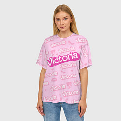Футболка оверсайз женская Виктория - паттерн Барби розовый, цвет: 3D-принт — фото 2