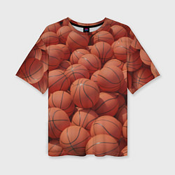 Женская футболка оверсайз Узор с баскетбольными мячами