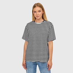 Футболка оверсайз женская Шахматный чёрно-белый, цвет: 3D-принт — фото 2