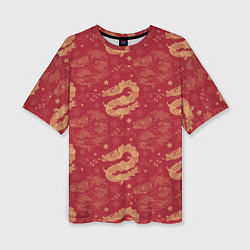 Женская футболка оверсайз The chinese dragon pattern