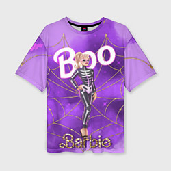 Футболка оверсайз женская Барби в костюме скелета: паутина и фиолетовый дым, цвет: 3D-принт