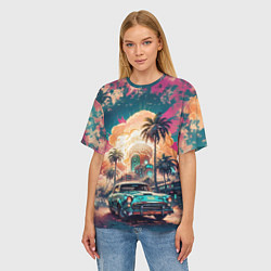 Футболка оверсайз женская Атомная поездка на машине, цвет: 3D-принт — фото 2