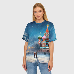 Футболка оверсайз женская Новогодняя Москва, цвет: 3D-принт — фото 2