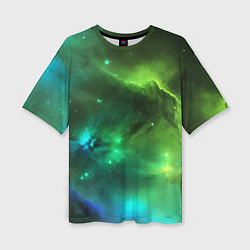 Футболка оверсайз женская Бескрайний космос зелёный, цвет: 3D-принт
