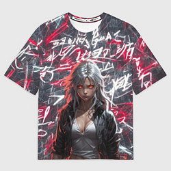 Футболка оверсайз женская Девушка с горящими глазами, цвет: 3D-принт