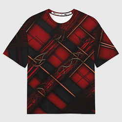 Футболка оверсайз женская Тёмно-красная диагональная клетка, цвет: 3D-принт