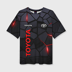 Женская футболка оверсайз Toyota черные плиты с эффектом свечения