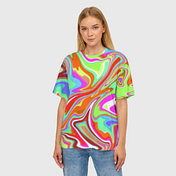 Футболка оверсайз женская Цветная плазменная абстракция, цвет: 3D-принт — фото 2