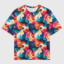Футболка оверсайз женская Паттерн абстрактные разноцветные волны, цвет: 3D-принт