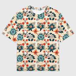 Футболка оверсайз женская Цветочный узор паттерн, цвет: 3D-принт