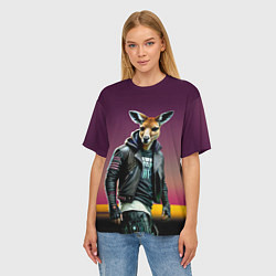 Футболка оверсайз женская Cool kangaroo - ai art, цвет: 3D-принт — фото 2