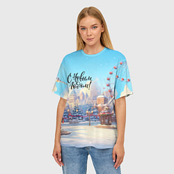 Футболка оверсайз женская С новым годом новогодний город, цвет: 3D-принт — фото 2