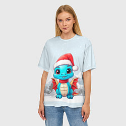 Футболка оверсайз женская Дракон северного сияния, цвет: 3D-принт — фото 2