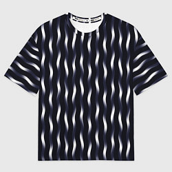 Женская футболка оверсайз Переливающиеся полосы чёрно-фиолетовый