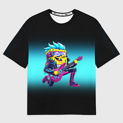 Футболка оверсайз женская Sponge Bob - rock guitarist - ai art, цвет: 3D-принт