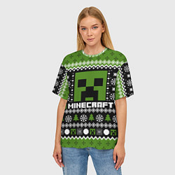 Футболка оверсайз женская Minecraft christmas sweater, цвет: 3D-принт — фото 2