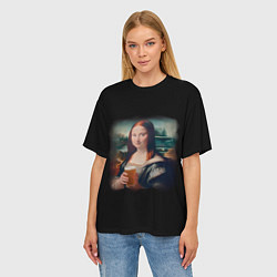 Футболка оверсайз женская Мона Лиза с пивком, цвет: 3D-принт — фото 2