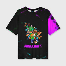 Футболка оверсайз женская Minecraft neon краски, цвет: 3D-принт