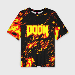 Футболка оверсайз женская Doom огненный стиль ад марса, цвет: 3D-принт