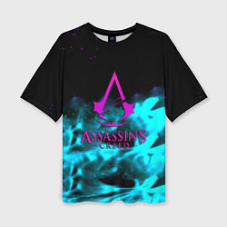 Футболка оверсайз женская Assassins Creed flame neon, цвет: 3D-принт