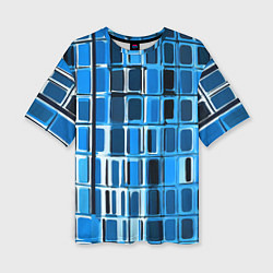 Женская футболка оверсайз Синие прямоугольники