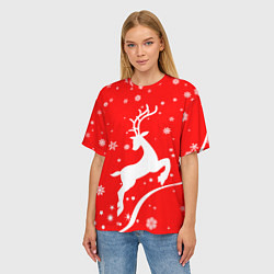 Футболка оверсайз женская Christmas deer, цвет: 3D-принт — фото 2