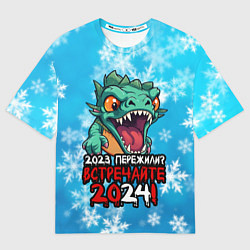 Женская футболка оверсайз 2023 пережили встречайте 2024