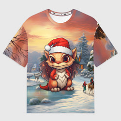 Женская футболка оверсайз Новый год 2024 символ года дракон