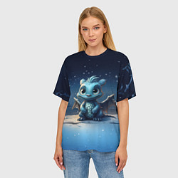 Футболка оверсайз женская Снежный дракон 2024, цвет: 3D-принт — фото 2