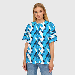 Футболка оверсайз женская Синие и белые фигуры, цвет: 3D-принт — фото 2
