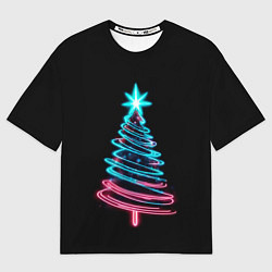 Женская футболка оверсайз Неоновая ёлка