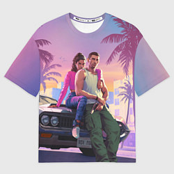 Футболка оверсайз женская Jason & Lucia - GTA 6 official art, цвет: 3D-принт