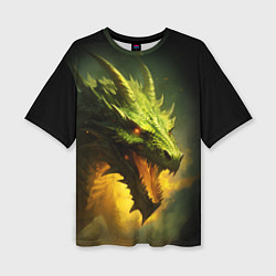 Женская футболка оверсайз Злой зеленый дракон 2024