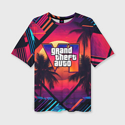 Футболка оверсайз женская GTA 6 аbstract logo, цвет: 3D-принт
