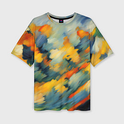 Женская футболка оверсайз Жёлтые и синие мазки