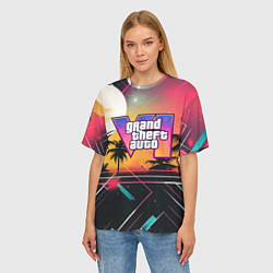 Футболка оверсайз женская GTA 6 night logo, цвет: 3D-принт — фото 2