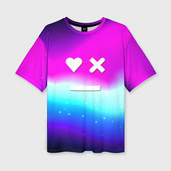 Женская футболка оверсайз Love death robots neon gradient serial