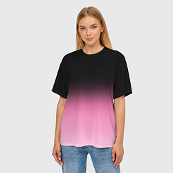 Футболка оверсайз женская Черно-розовый градиент, цвет: 3D-принт — фото 2