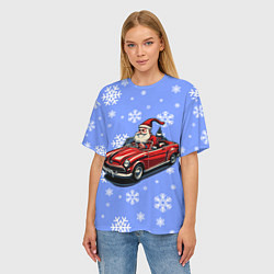 Футболка оверсайз женская Дед Мороз едет на машине, цвет: 3D-принт — фото 2