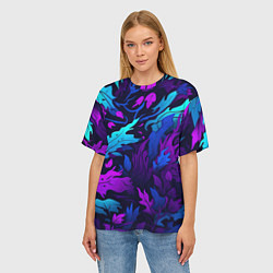 Футболка оверсайз женская Абстрактный камуфляж в кислотных абстрактных пятна, цвет: 3D-принт — фото 2