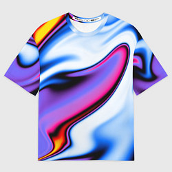 Женская футболка оверсайз Яркая цветная волна