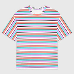 Женская футболка оверсайз Полосатый оранжевый